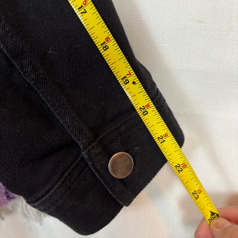 L-3X Lavender Jacket with Fish Imagery and Black Denim Sleeves Handmade - Picture 10 of 14